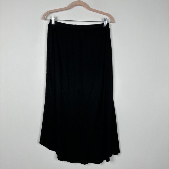 2/$24  Velvet by Graham Spencer Grace Satin Midi Skirt Black Medium #A0518 TRB3 - Picture 4 of 8